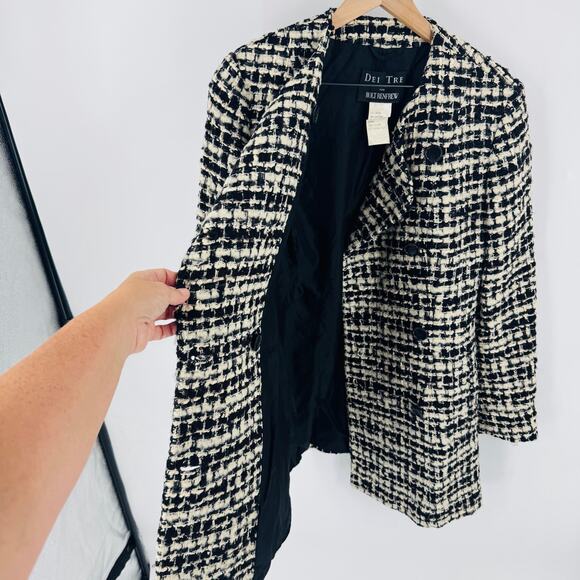 Dei Tre for Holt Renfrew Black & Cream Tweed Long Jacket — Made in Italy - Picture 8 of 8